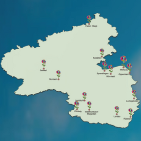 Landkarte mit Orten der Integrierten Gesamtschulen