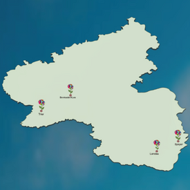 Landkarte mit Orten der Förderschulen