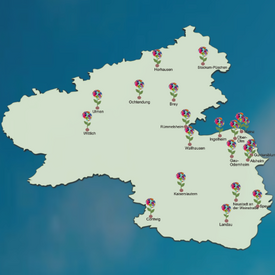 Landkarte mit Orten der Grundschulen